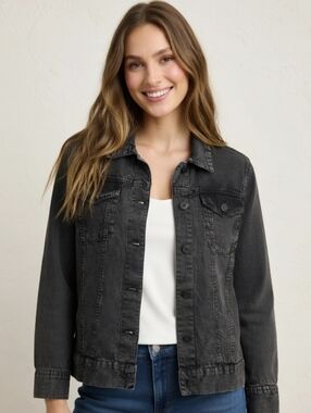 Avec Les Filles Washed Black Denim Shirt Jacket